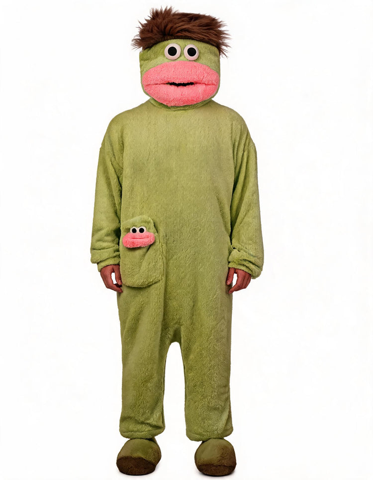Munch the Goob – Olive Green Fuzzy Onesie